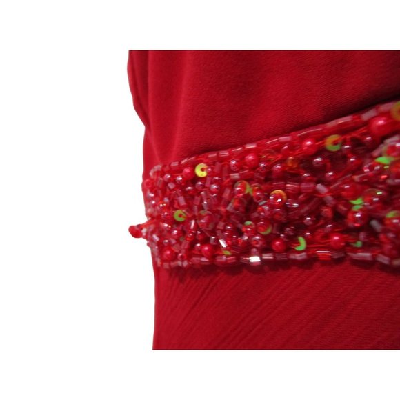 Bisou Bisou Michele Bohbot Beaded Accent Chiffon Overlay Red Cocktail Dress Sz 8 - Picture 5 of 16